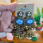 Royal Blue Oxidized Jhumka