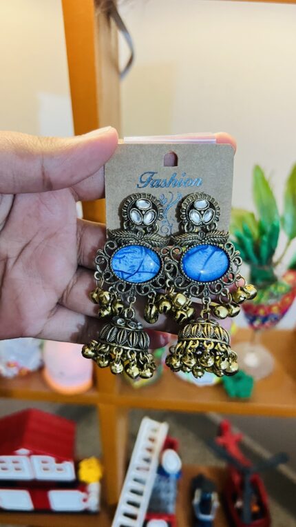 Royal Blue Oxidized Jhumka