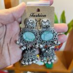 Mint Green Oxidized Jhumka
