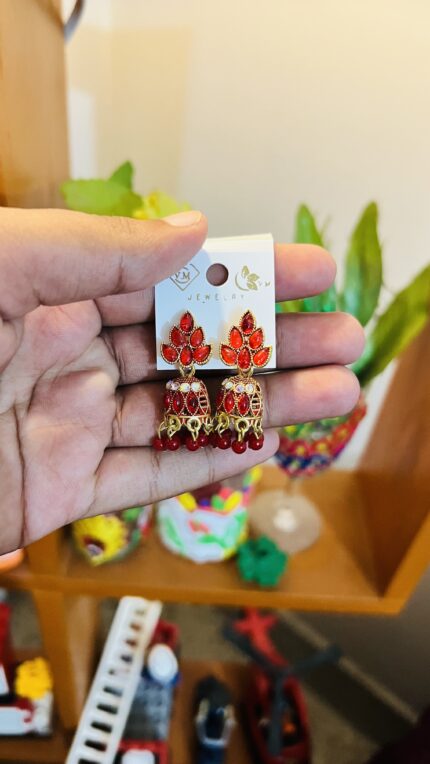 Red Petal Designer Jhumka