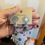 Oxidized Mirror Jhumka Earrings