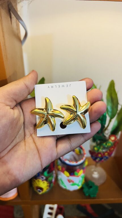 Golden Starfish Stud Earrings