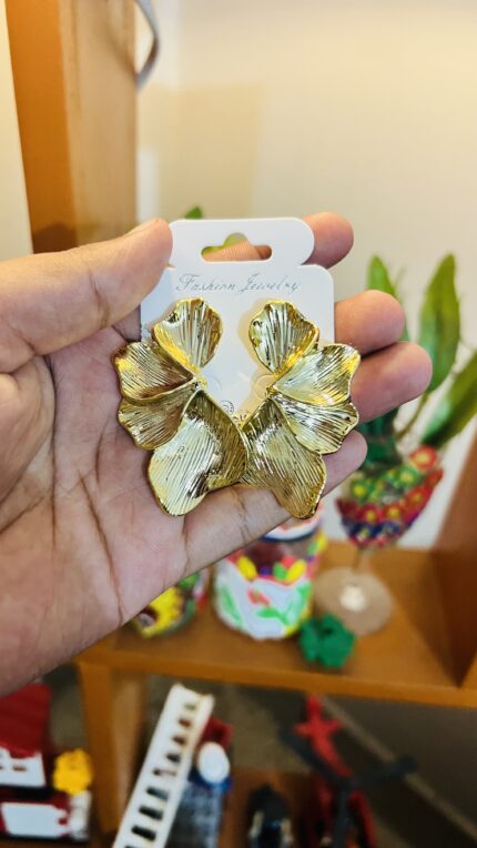 Golden Leaf Statement Earrings