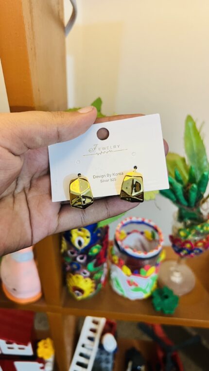 Geometric Gold Stud Earrings