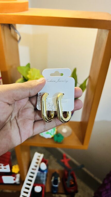 Classic Gold Oval Hoop Earrings