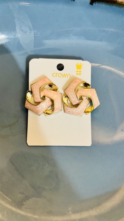 Pink & Gold Chain Link Earrings