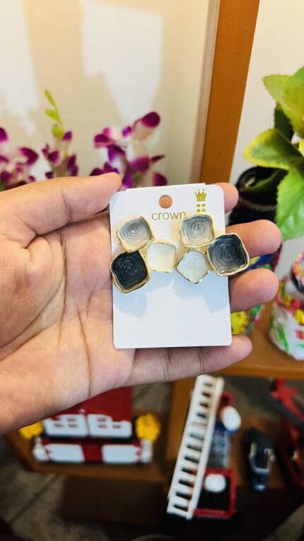 Premium Black & White Geometric Earrings
