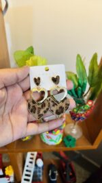 Premium Leopard Heart Drop Earrings