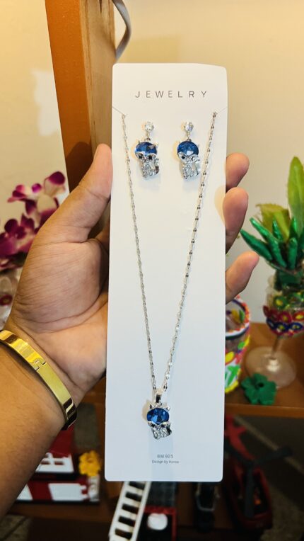 💙 Trendy Blue Skull Jewelry Set