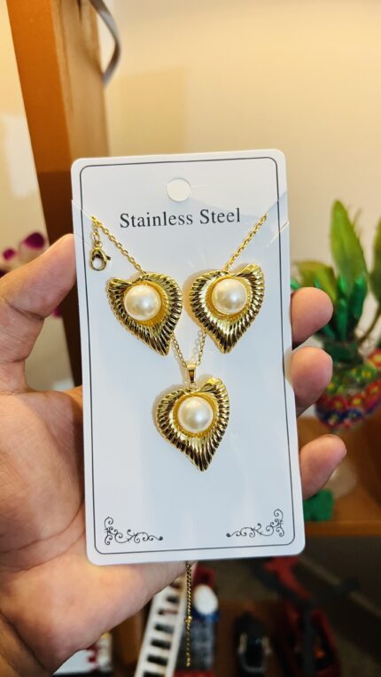 Pearl Heart Jewelry Set