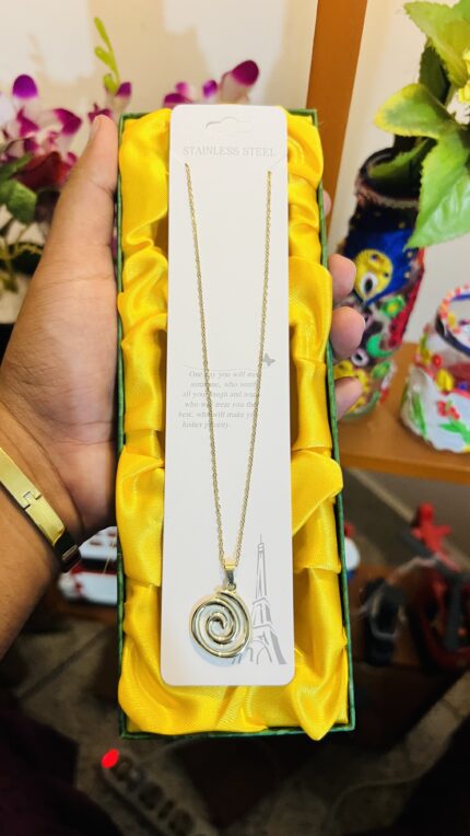 Elegant Spiral Stainless Steel Pendant Necklace