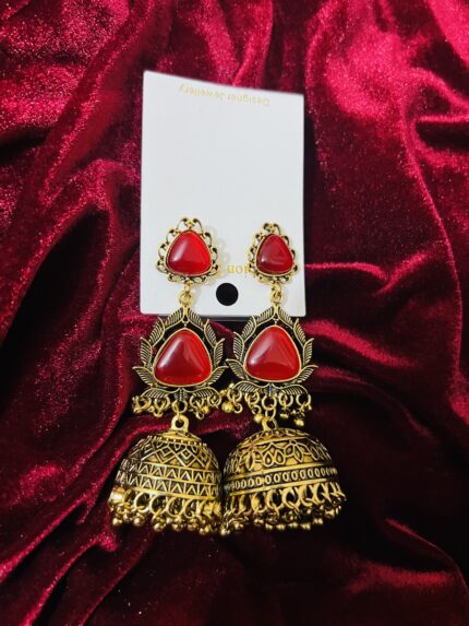 Royal Tiger Stone Antique Jhumka